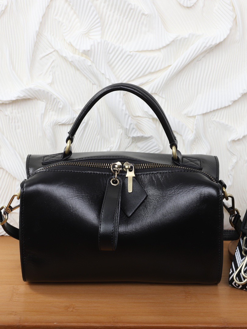 Women's Elegant Dark Brown Leather Top Handle Crossbody Bag